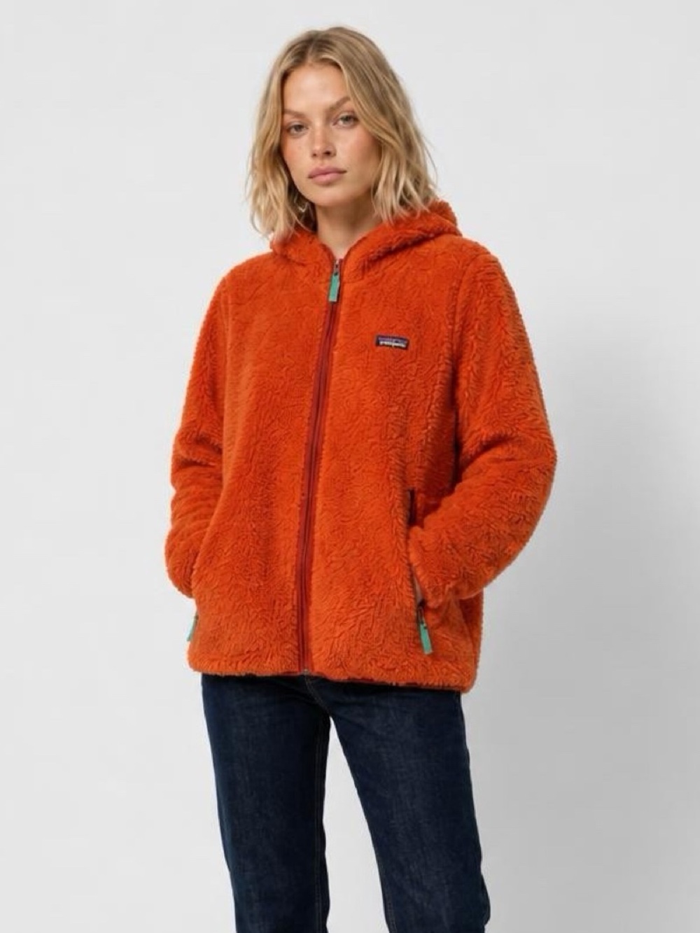 Women's Patagonia Retro-X Cardigan Sweater Full Zip M Deep Pile Orange 2012